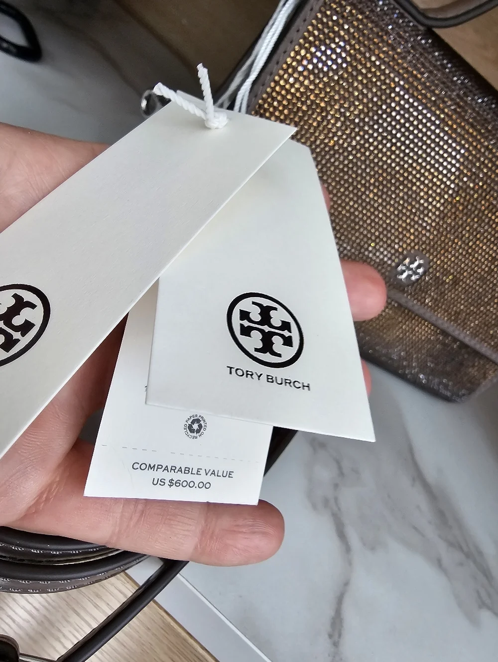 Tory Burch Emerson Embellished Mini Top Handle Crossbody Bag.